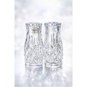 Gorham Full Lead Crystal Salt and Pepper Shakers Diamond Cut Germany Set of 2